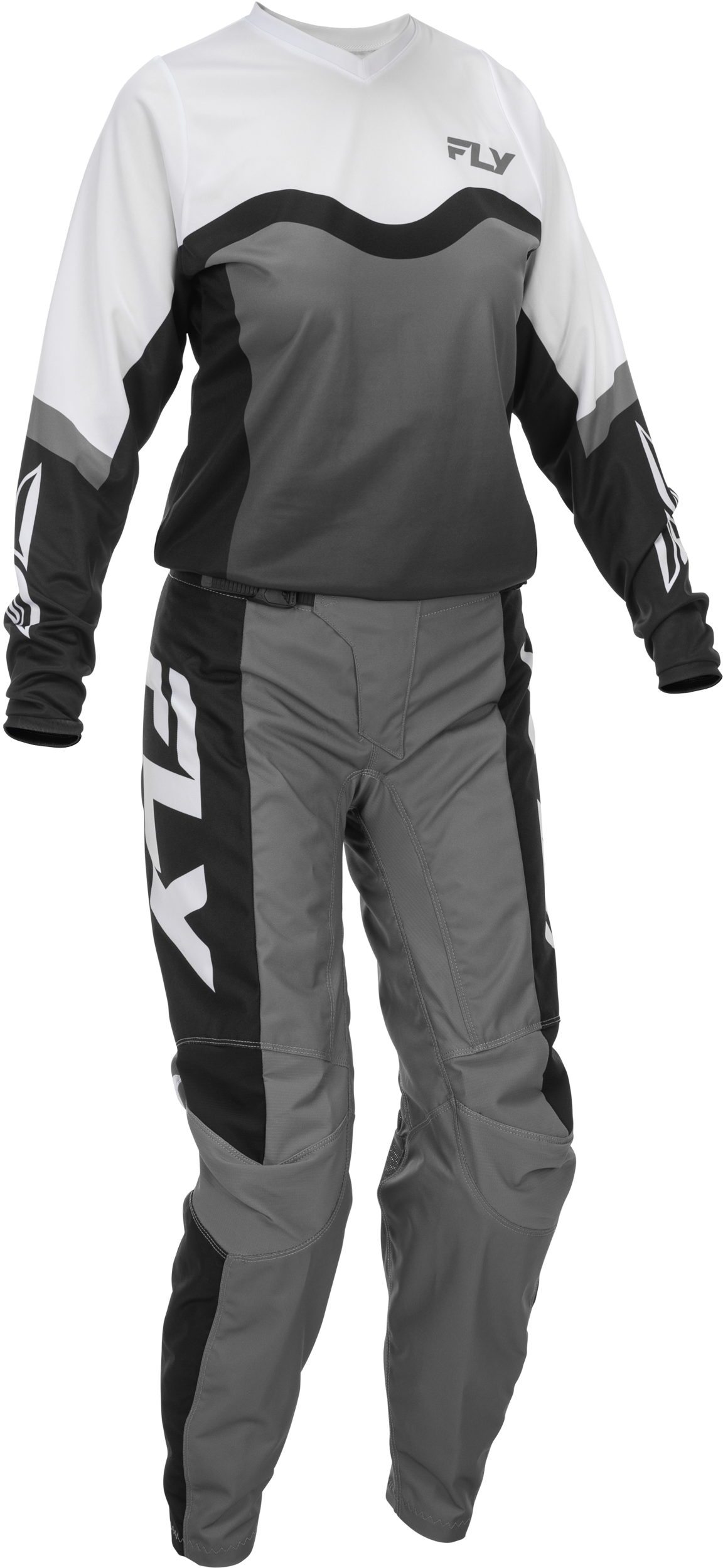 Fly MX26 Women's F-16 Jersey & Pants - Grey / Black / White