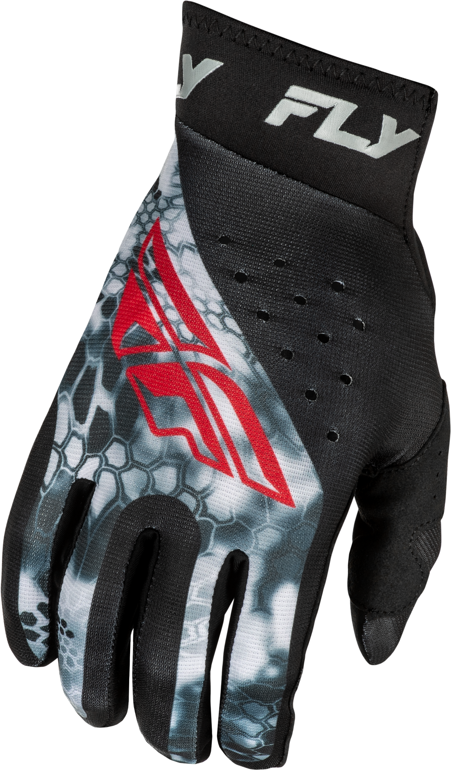 Fly MX25 Pro L Kryptek Gloves - Black Red Grey