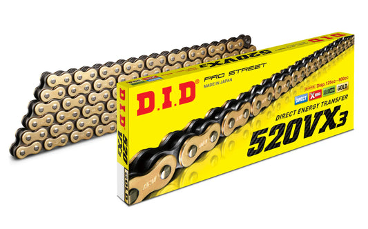 D.I.D Pro Street X-Ring Drive Chain 520VX3 GB 120L FB - Gold & Black
