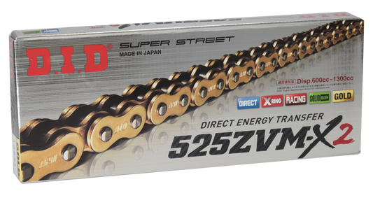 D.I.D Drive Chain 525ZVM-X2 G 122L ZB Super Street X-Ring - Gold