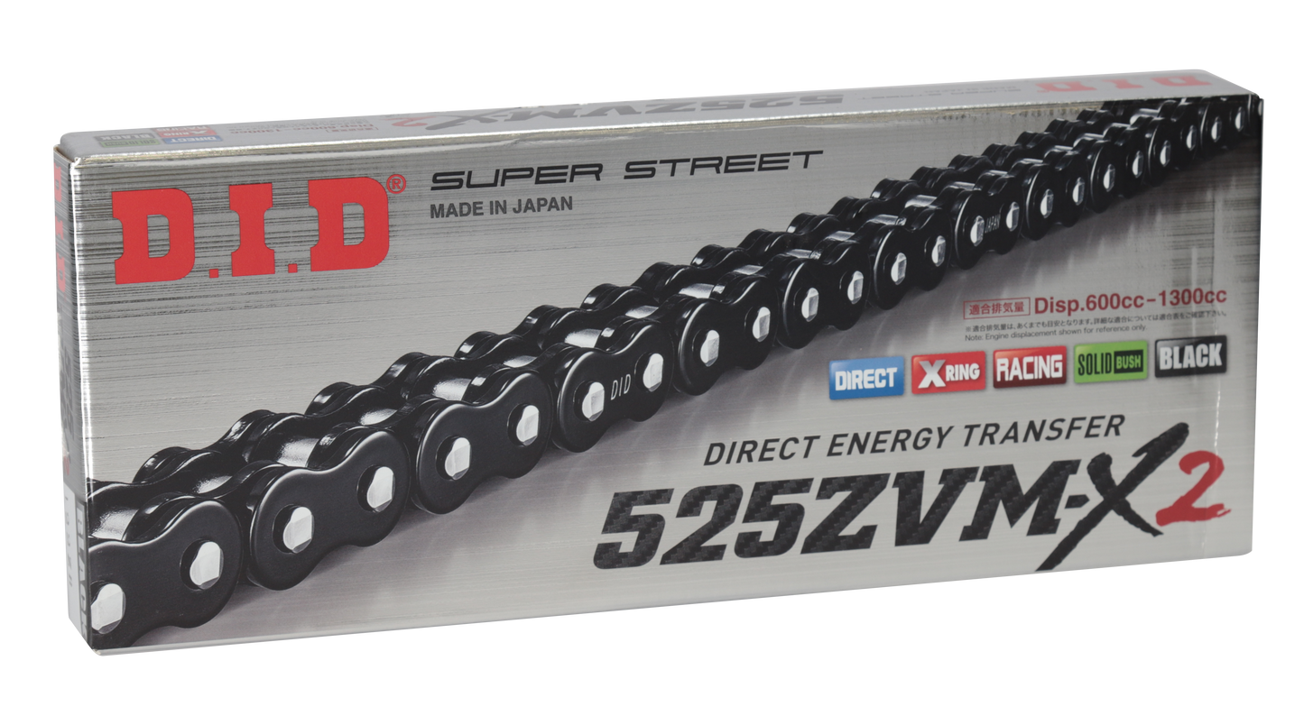 D.I.D Drive Chain 525ZVM-X2 122L ZB Super Street X-Ring - Black