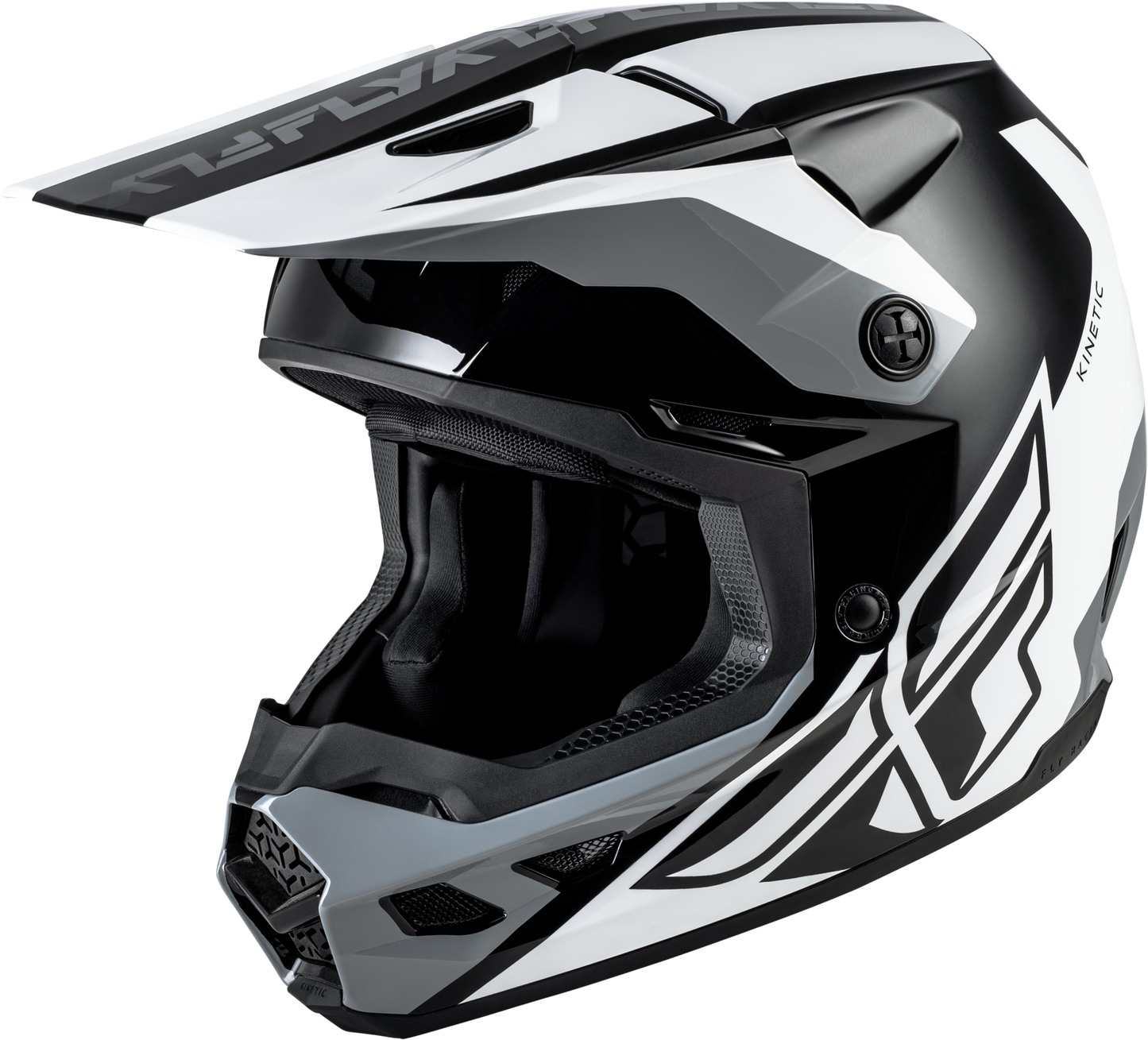 Fly Kinetic Crest Helmet - Black / White / Grey
