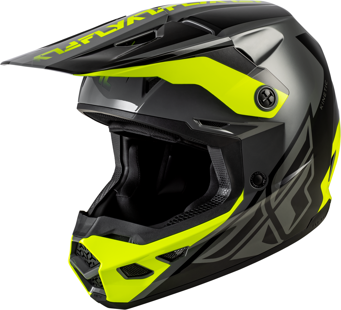 Fly Kinetic Crest Helmet - Grey / Black / Hi-Vis