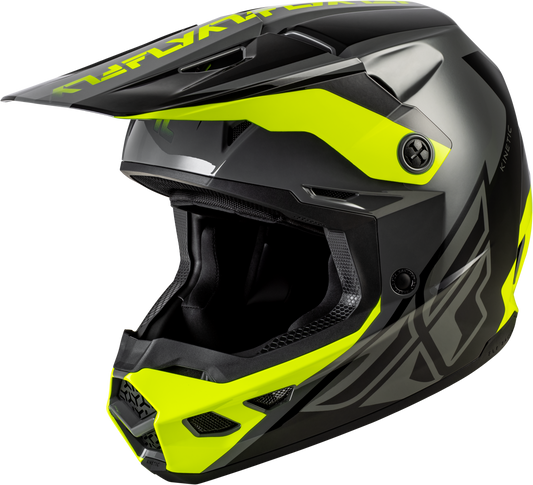 Fly Kinetic Crest Helmet - Grey / Black / Hi-Vis