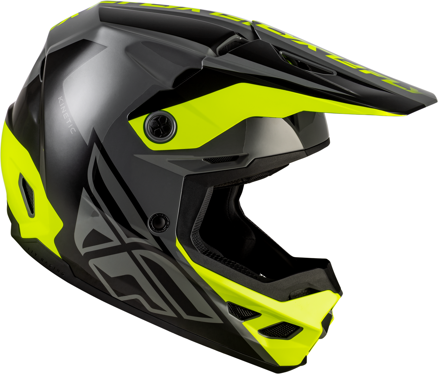 Fly Kinetic Crest Helmet - Grey / Black / Hi-Vis