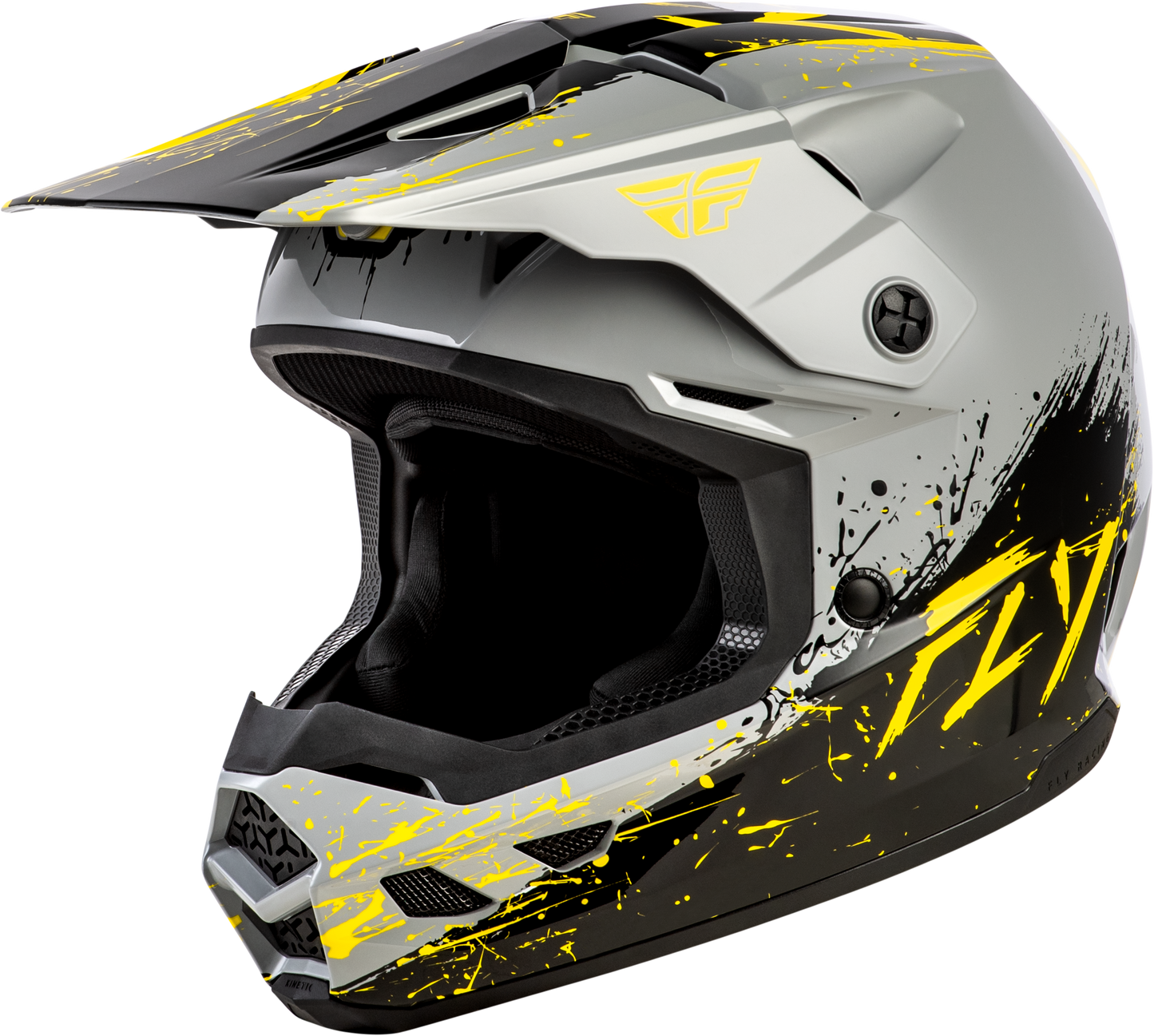 Fly Youth Kinetic Drip Helmet - Grey / Black / Yellow