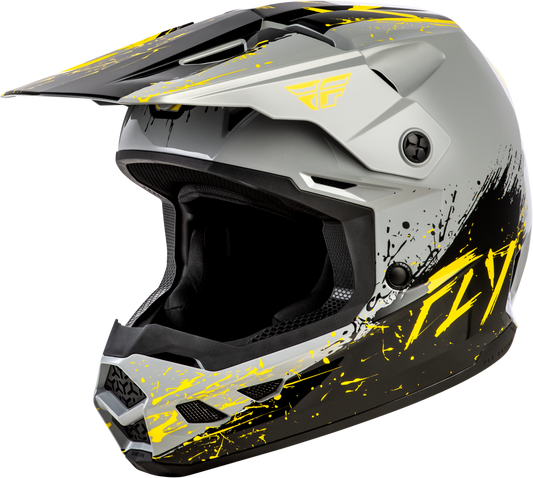 Fly Youth Kinetic Drip Helmet - Grey / Black / Yellow