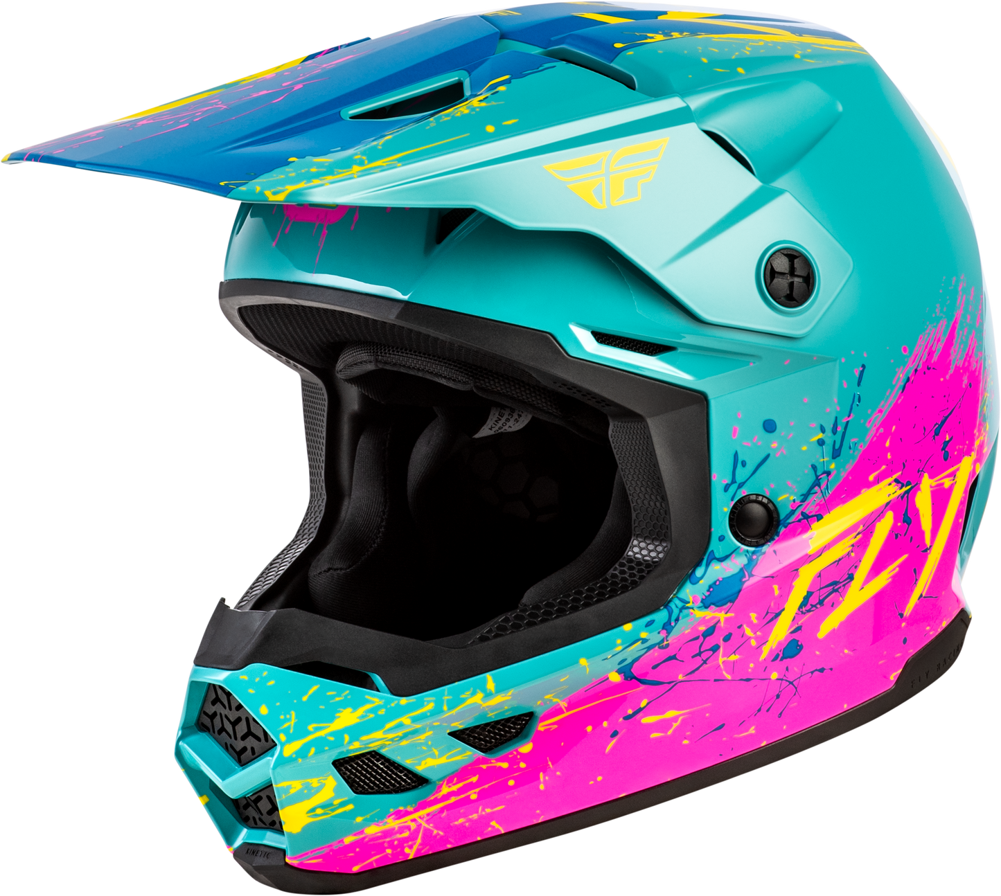Fly Youth Kinetic Drip Helmet - Blue / Pink / Yellow