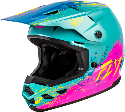 Fly Youth Kinetic Drip Helmet - Blue / Pink / Yellow