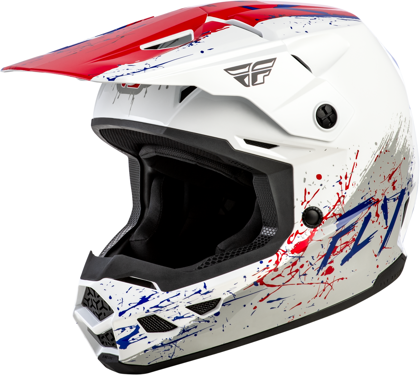 Fly Youth Kinetic Drip Helmet - Red / White / Blue
