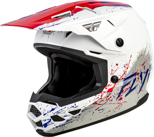 Fly Youth Kinetic Drip Helmet - Red / White / Blue