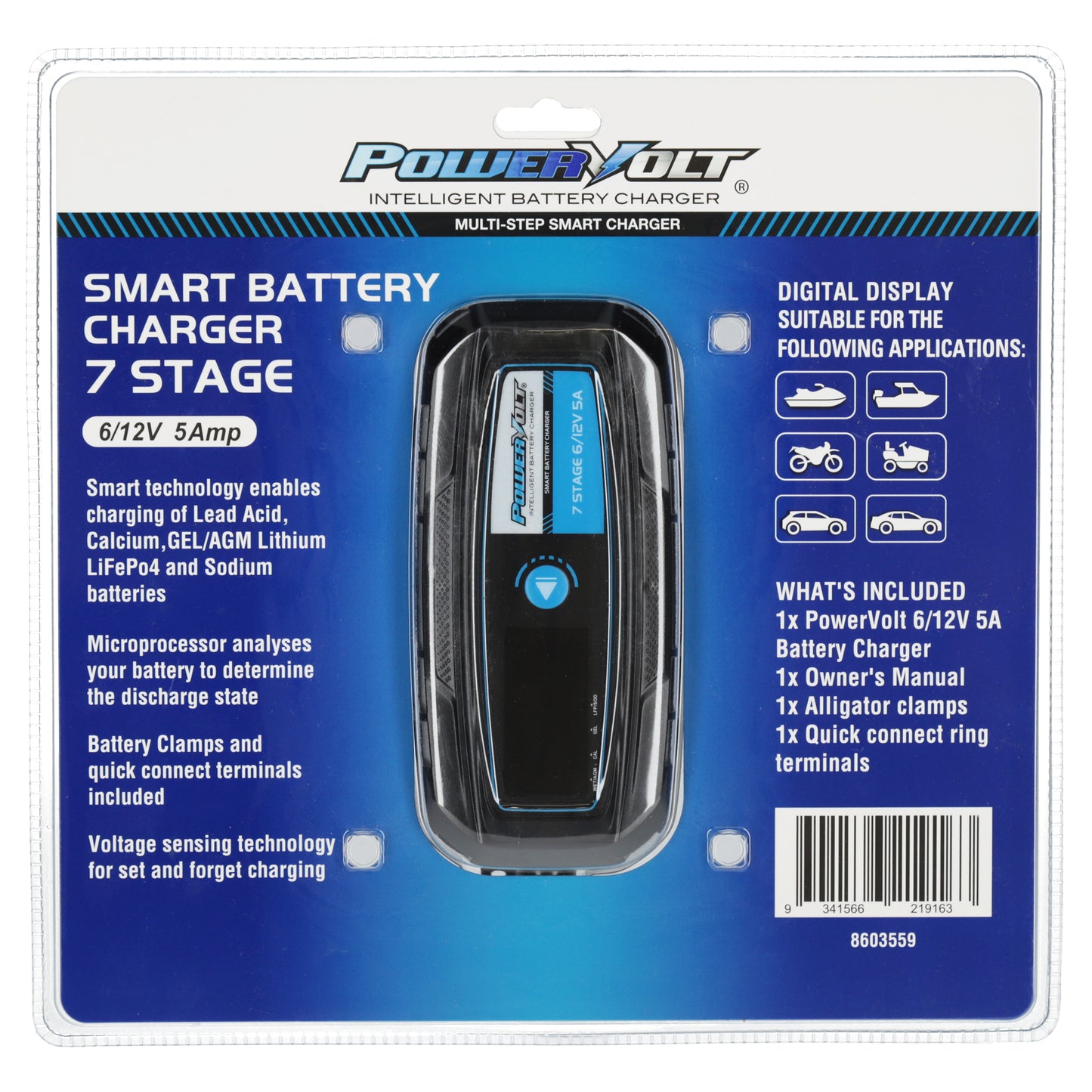 Powervolt 7 Stage 5A Battery Charger Dual Mode