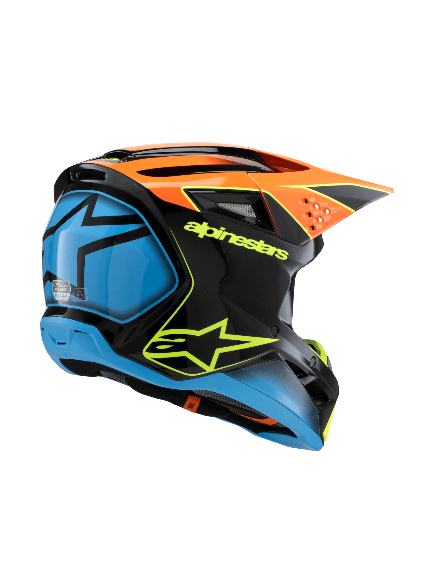 Alpinestars SM3 Youth Fray Helmet - Black / Orange / Yellow