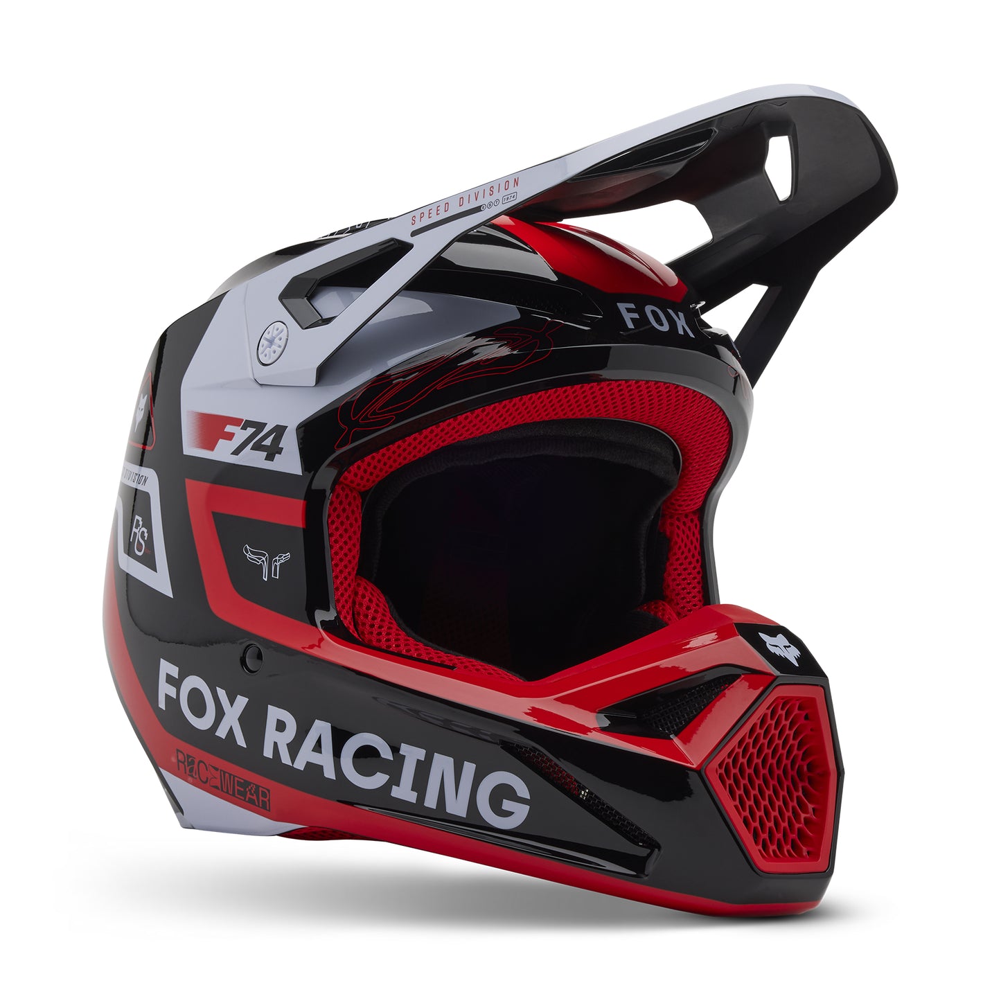 Fox MX25 V1 Race Spec Helmet - Black / Grey / Red