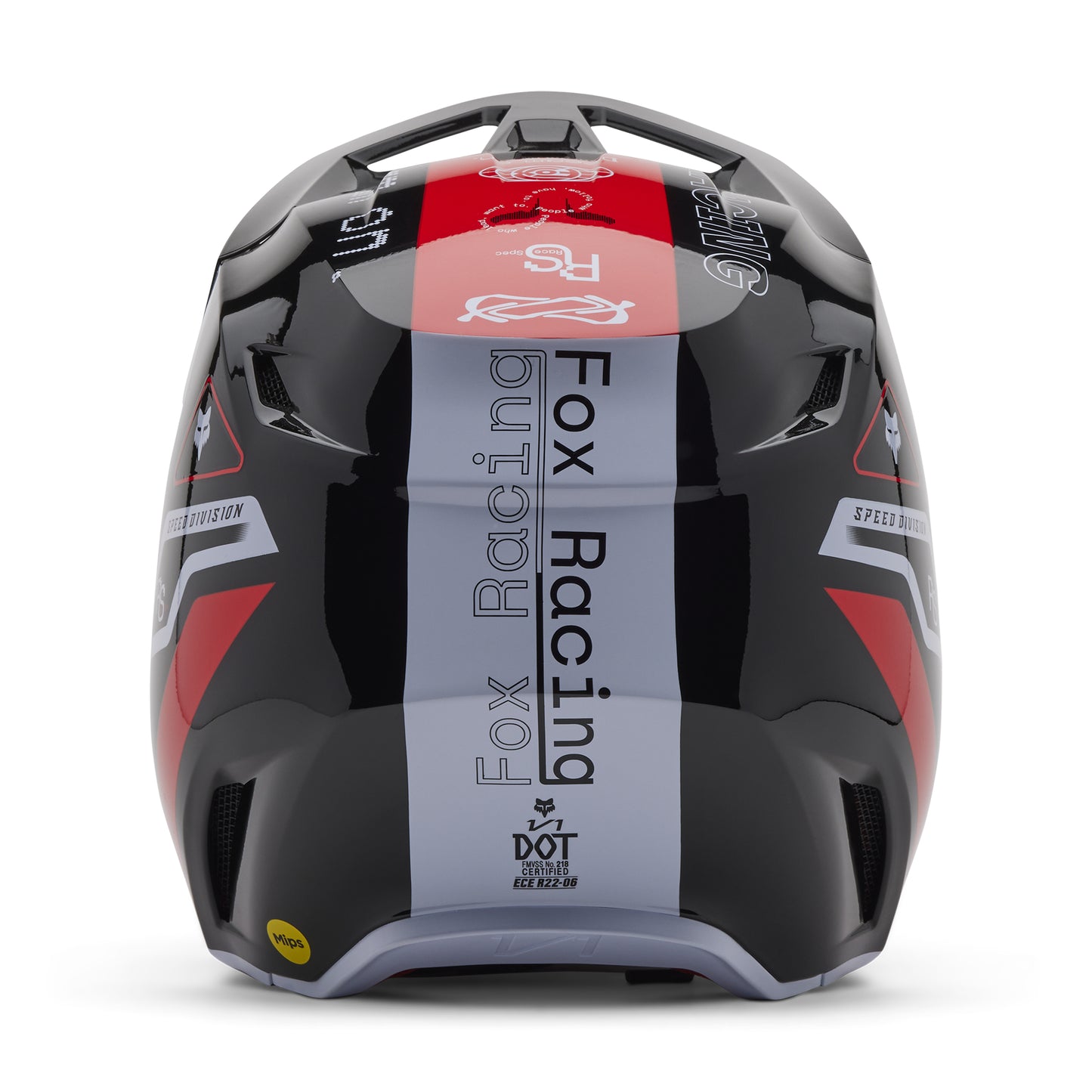 Fox MX25 V1 Race Spec Helmet - Black / Grey / Red