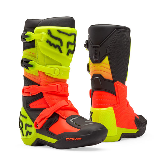 Fox Youth Comp Boots - Orange / Yellow