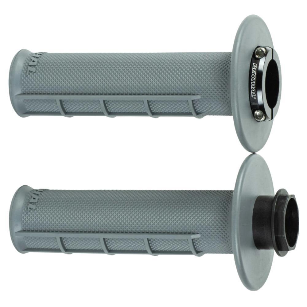 Renthal Lock On Medium Half Waffle MX Grips - Grey / Black