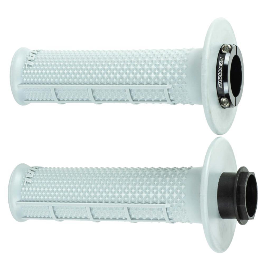 Renthal Lock On Soft Tapered / Half Waffle MX Grips - Grey / Black