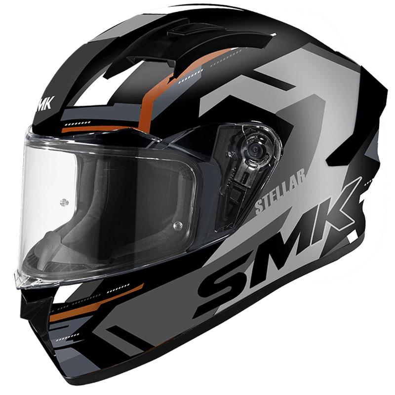 SMK Stellar K-Power Helmet - Black / Grey / Orange