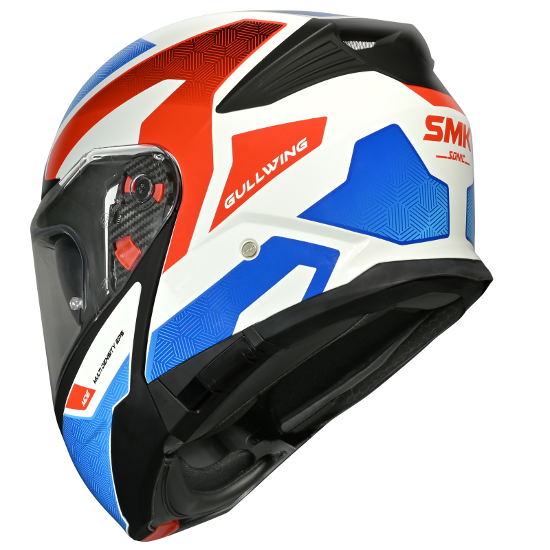 SMK Gullwing Sonic Modular Helmet - White / Blue / Red GL153
