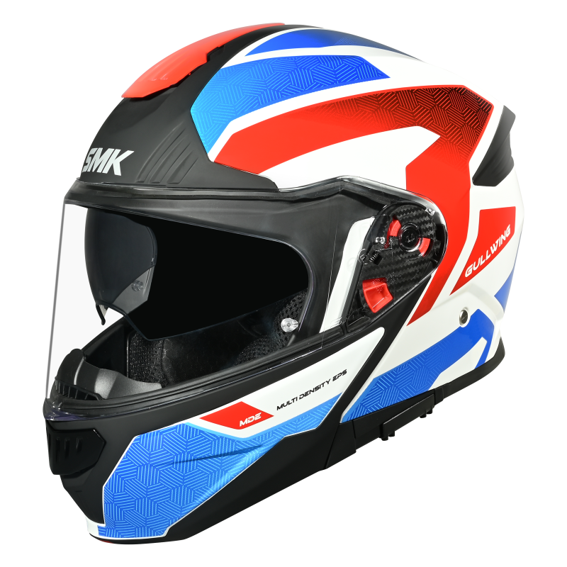 SMK Gullwing Sonic Modular Helmet - White / Blue / Red GL153