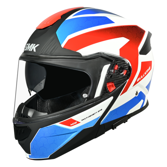 SMK Gullwing Sonic Modular Helmet - White / Blue / Red GL153