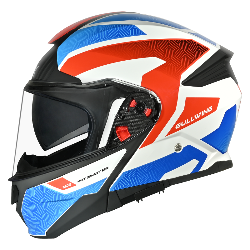 SMK Gullwing Sonic Modular Helmet - White / Blue / Red GL153