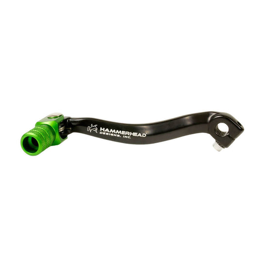 Hammerhead Kawasaki Forged Black/Green Gear Lever Knurled Tip - KLX 110 2010-On (+10mm)