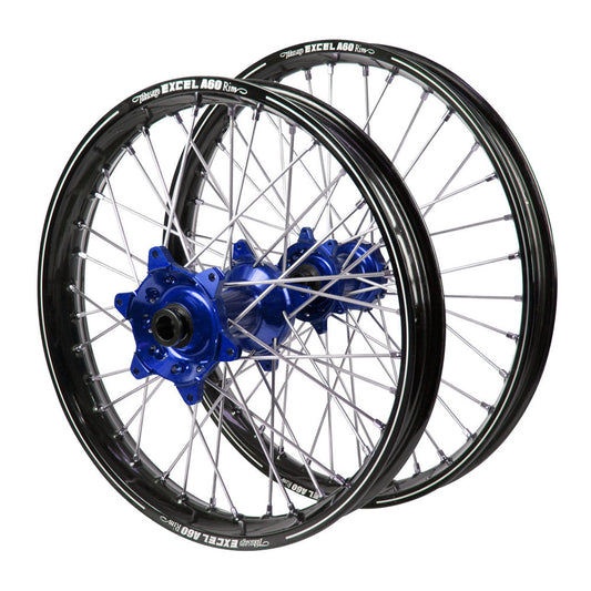 Yamaha Haan Blue Hubs / A60 Black Rims Wheel Set WR 250 F 2020-2024 (21*1.6 / 18*2.15 OE)