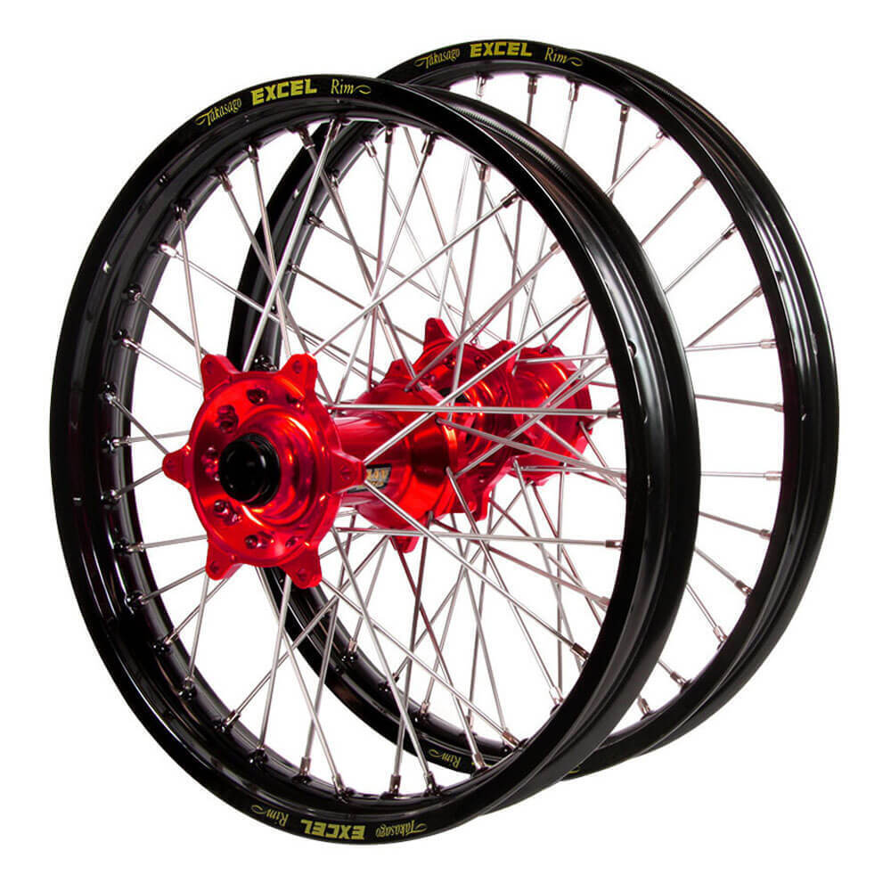 Haan Hubs / Excel Rims Wheelset (21*1.6 / 19*2.15) - Red / Black