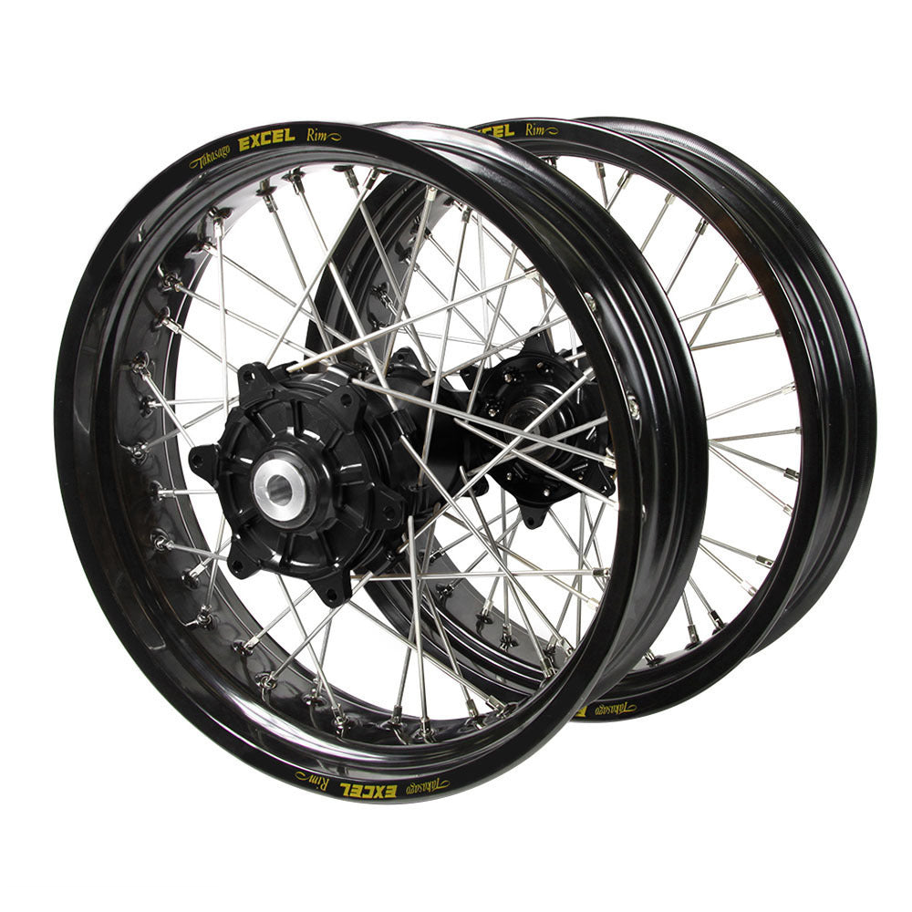 Haan Cush Drive Hubs / Excel Rims Supermoto Wheelset (17*3.5 / 17*4.25) - Black