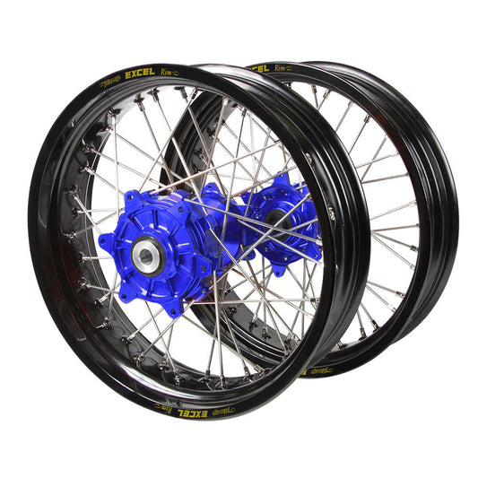 Haan Cush Drive Hubs / Excel Rims Supermoto Wheel Set - Blue / Black