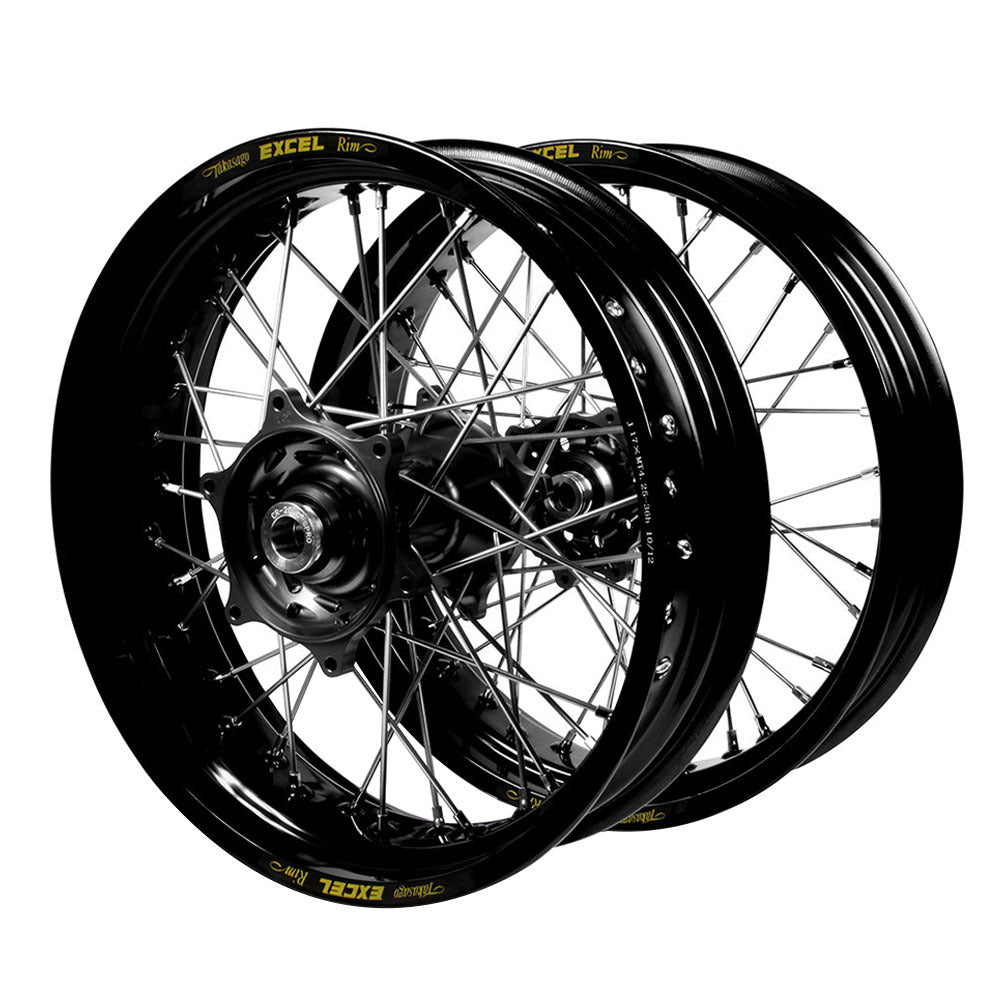 Haan Cush Drive Hubs / Excel Rims Supermoto Wheel Set - Black / Black