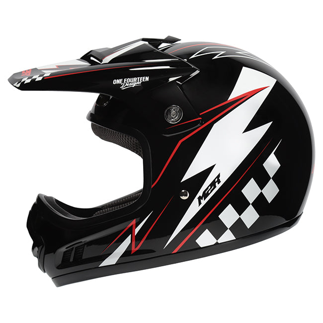 M2R MX2 JR Lightning PC-1 Helmet - Black / White / Red