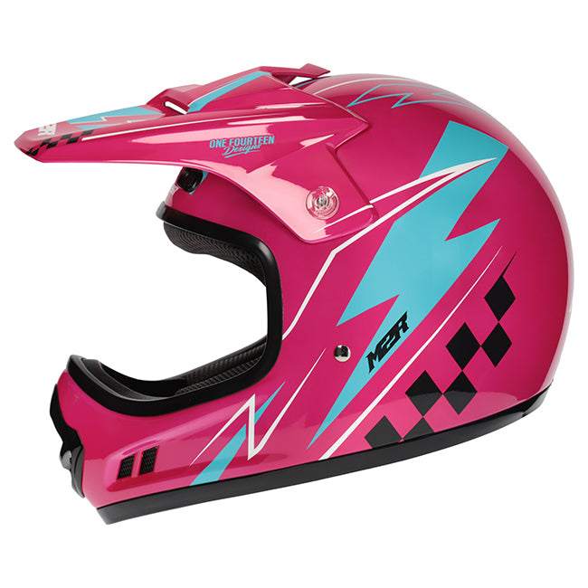M2R MX2 JR Lightning PC-7 Helmet - Pink / Blue