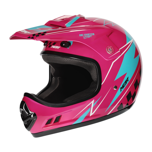 M2R MX2 JR Lightning PC-7 Helmet - Pink / Blue
