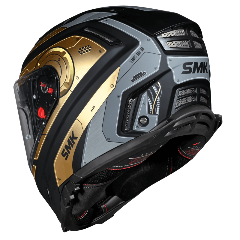 SMK Agnar Cyborg Helmet - Black / Grey / Gold MA267