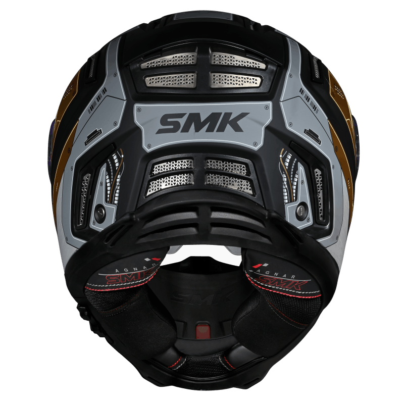 SMK Agnar Cyborg Helmet - Black / Grey / Gold MA267