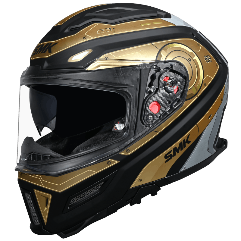 SMK Agnar Cyborg Helmet - Black / Grey / Gold MA267