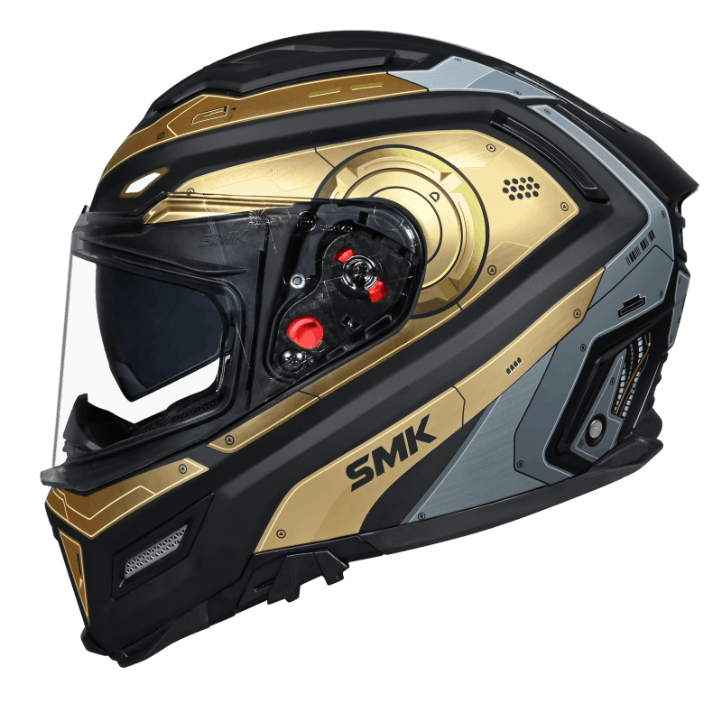 SMK Agnar Cyborg Helmet - Black / Grey / Gold MA267