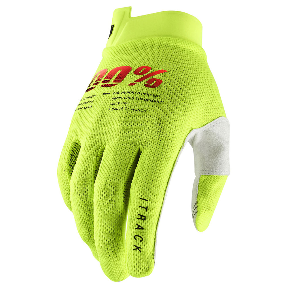 100% Itrack Gloves - Fluro Yellow