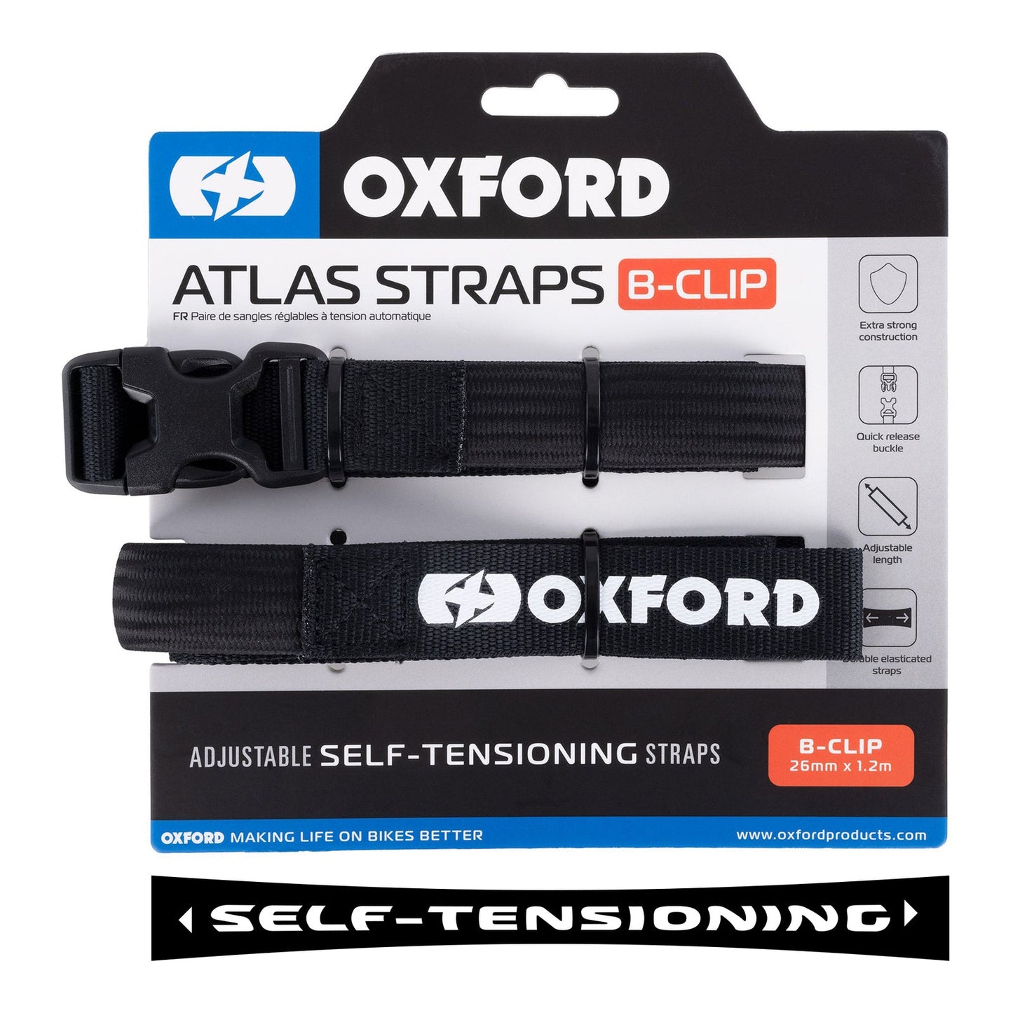 Oxford Atlas B-Clip 26mm X 1.2m (Pair) - Black