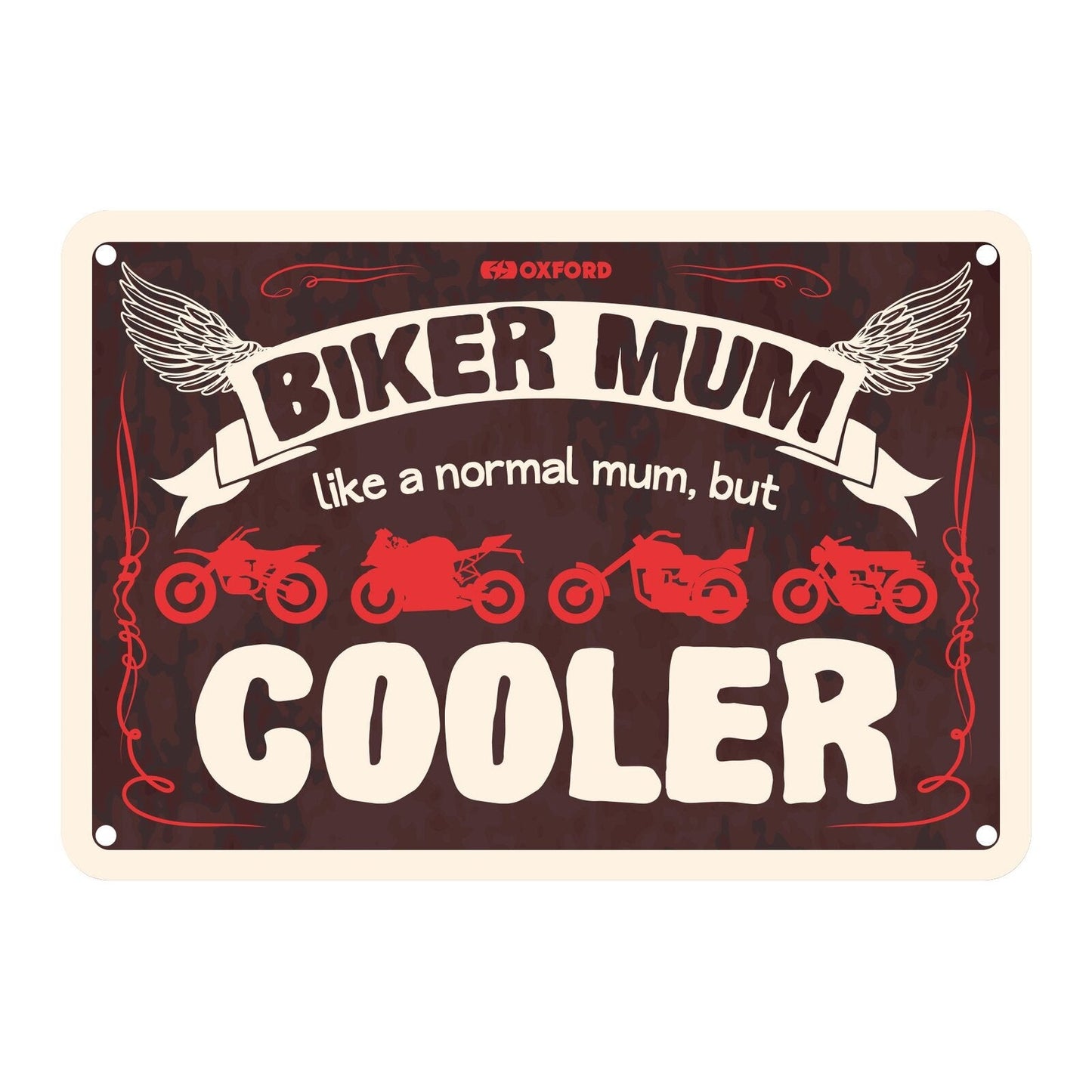 Oxford Metal Sign Biker Mum - 30cm x 20cm