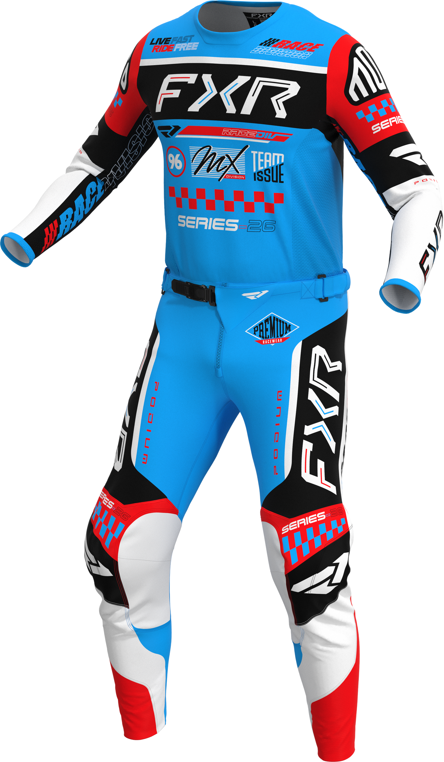 FXR 26.5 Podium Gladiator Jersey & Pants - Cyan / Black