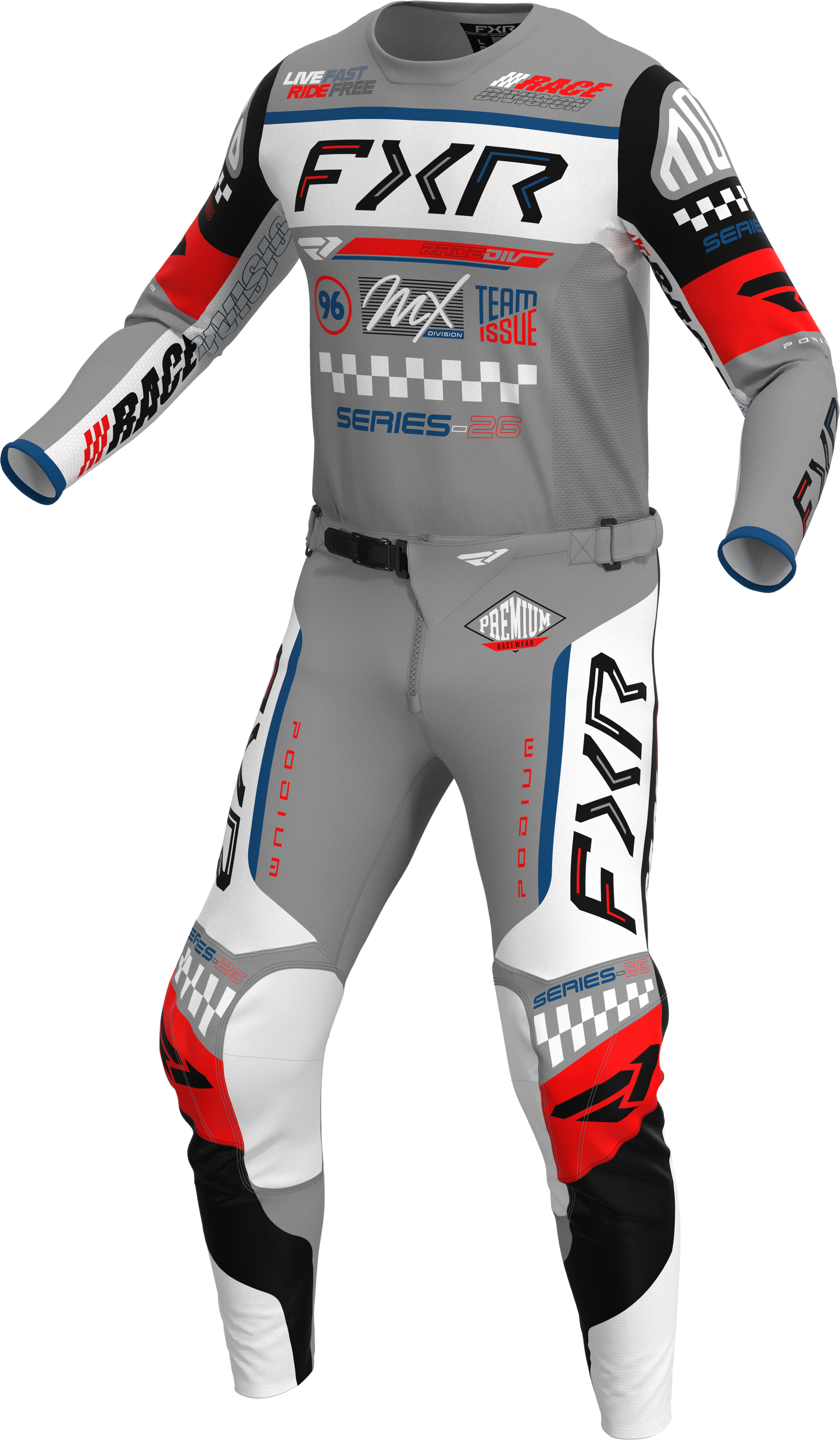 FXR 26.5 Podium Gladiator Jersey & Pants - Grey / White