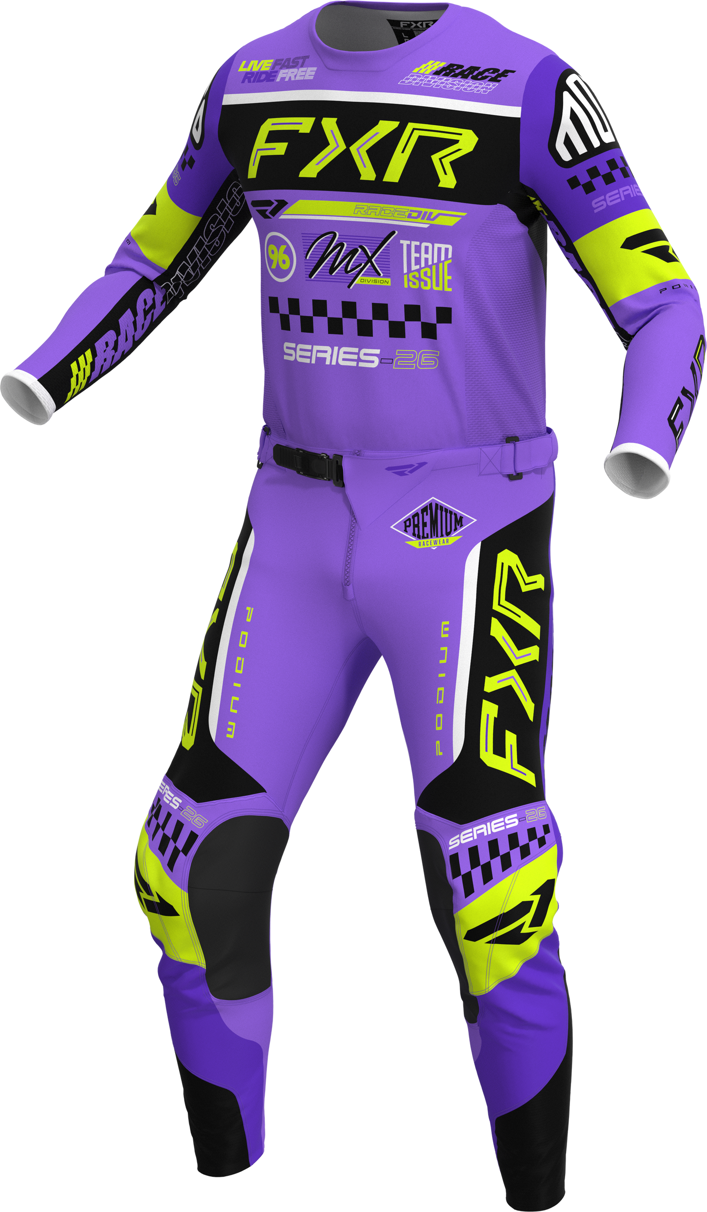 FXR 26.5 Podium Gladiator Jersey & Pants - Purple / Black