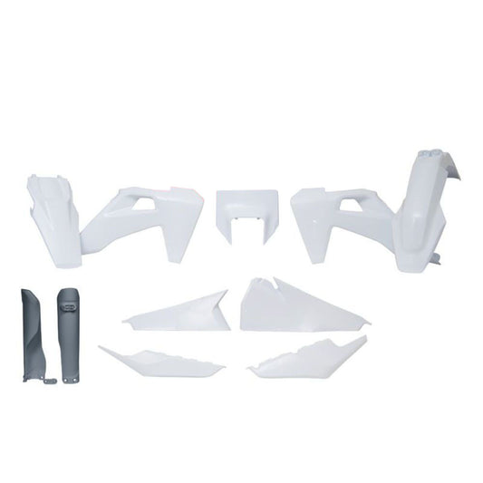 Rtech Plastic Kit (With Headlight Surround & Fork Proctectors) 7 Piece - White