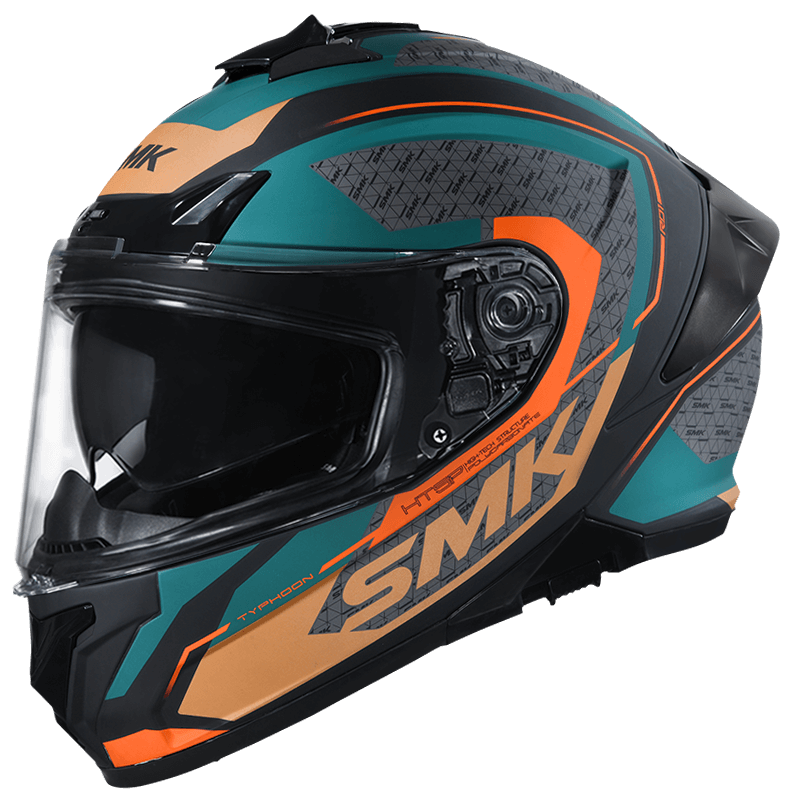 SMK Typhoon Helmet - Rd1 Matt Green Grey Orange MA287