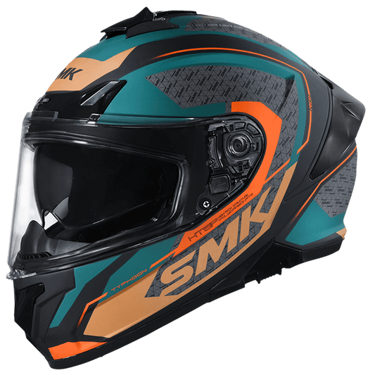 SMK Typhoon Helmet - Rd1 Matt Green Grey Orange MA287