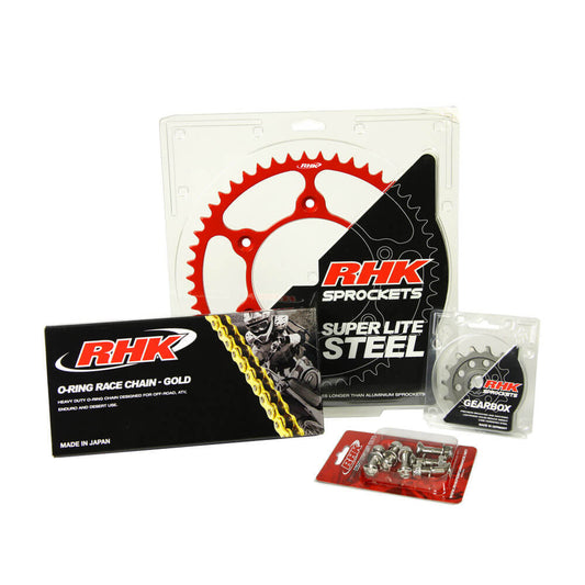 RHK Chain & Sprocket Kit - Gold O-Ring Chain & Red Super Lite Steel Sprocket (14/50)